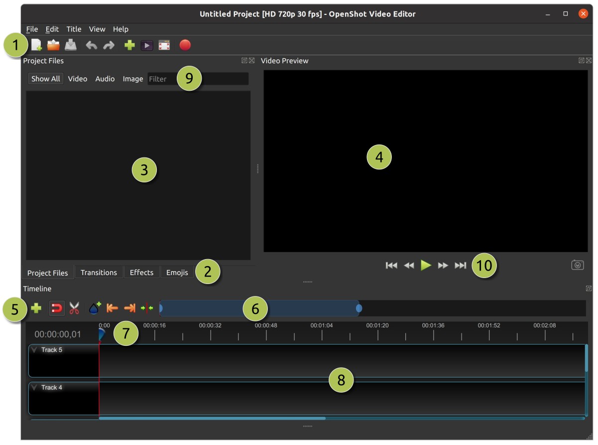 openshot video editor tracks merge