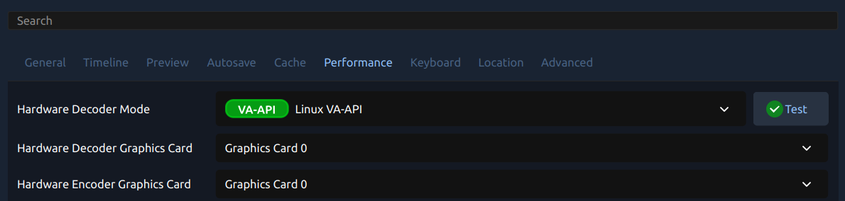 Improved hardware decoding performance (screenshot of preferences)