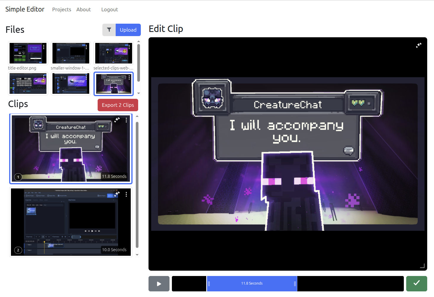 Simple Editor demo app for OpenShot Cloud API