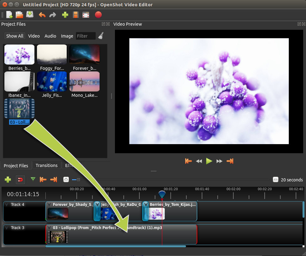 openshot video editor mute track